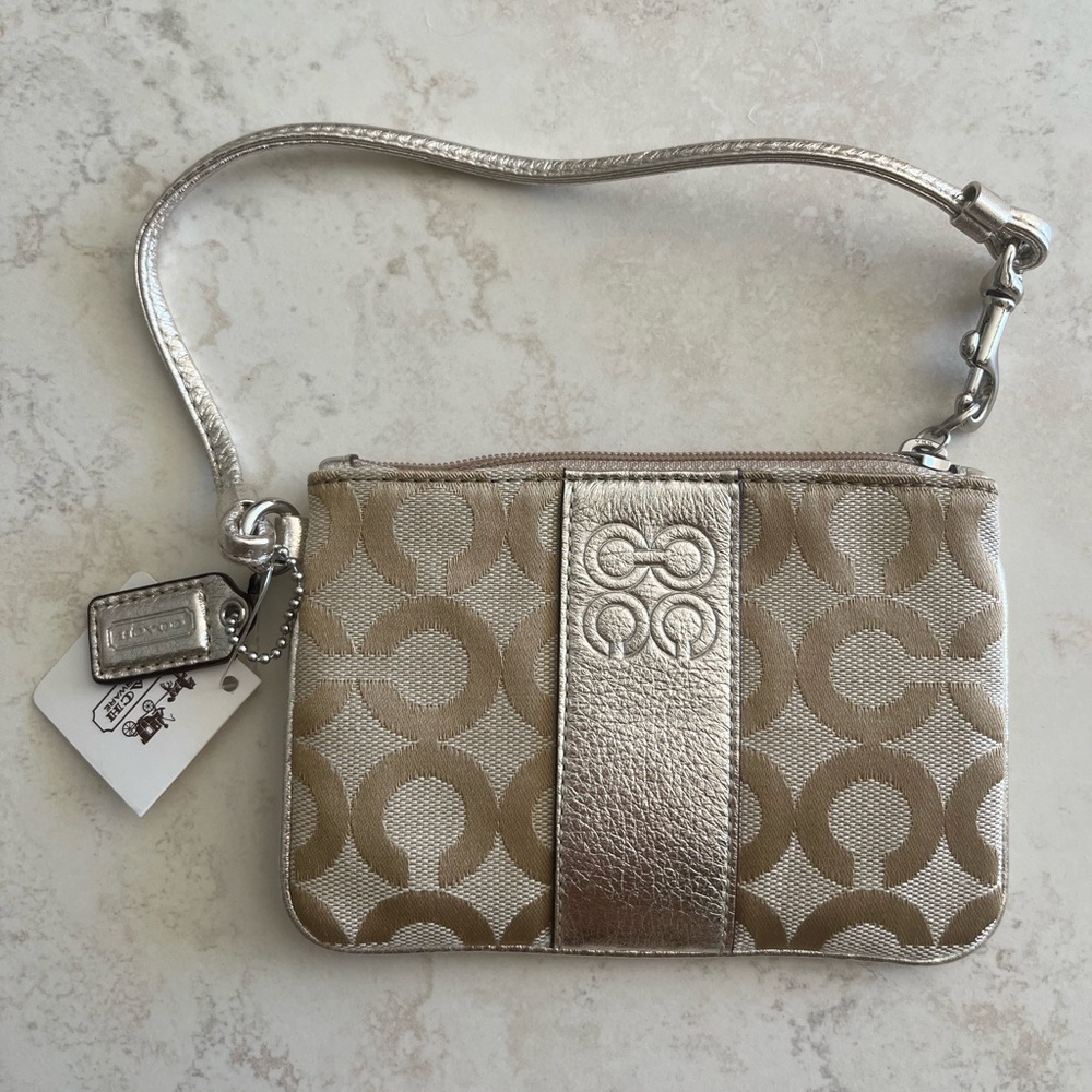 Coach Silver Wristlet Bag